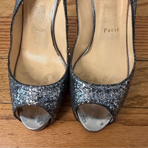 Christian Louboutin Anthracite glitter no Prive 120 sling back-Size 9 - Picture 3 of 7